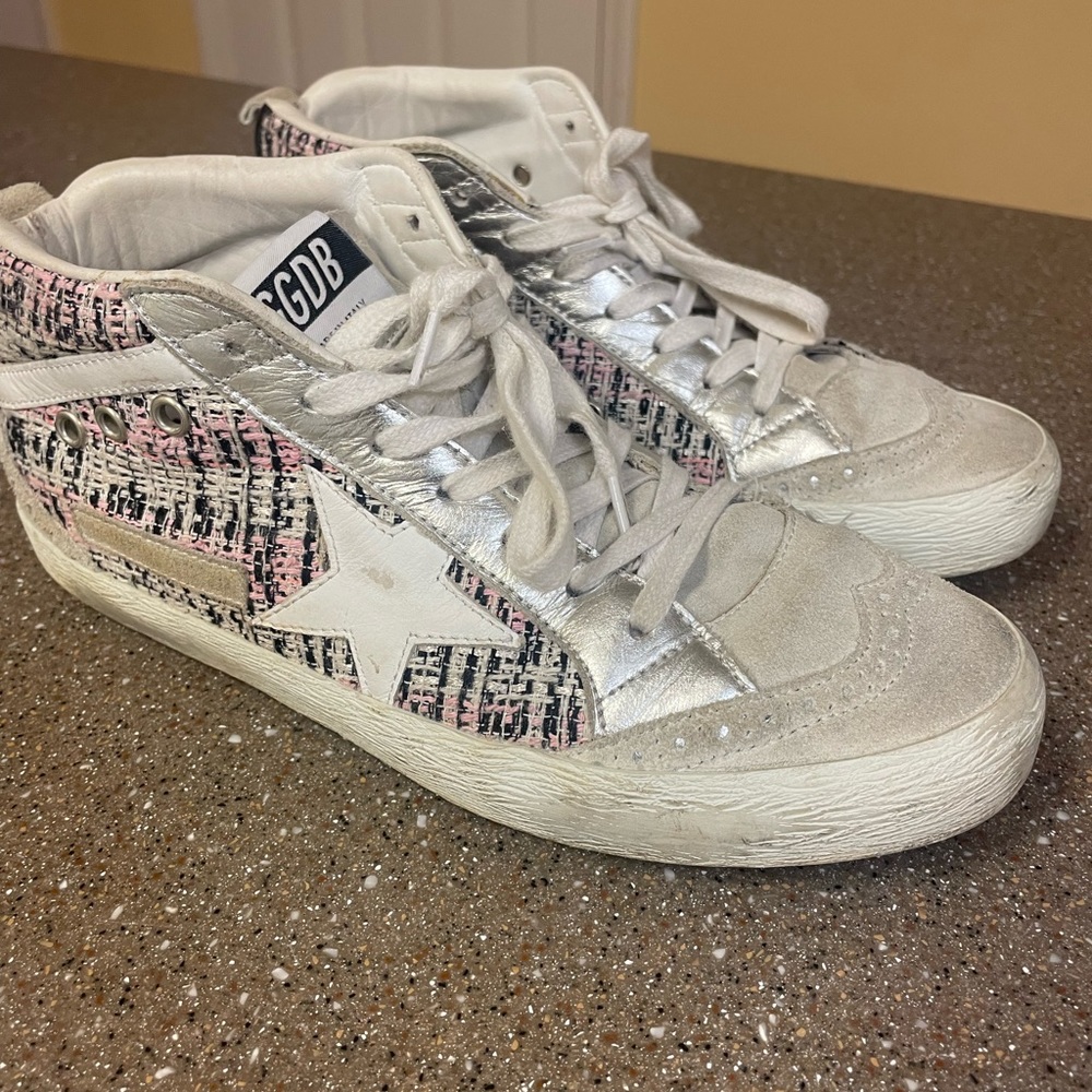 Goldengoose midstars suede and boucle’ size 38 black/white/pink/silver